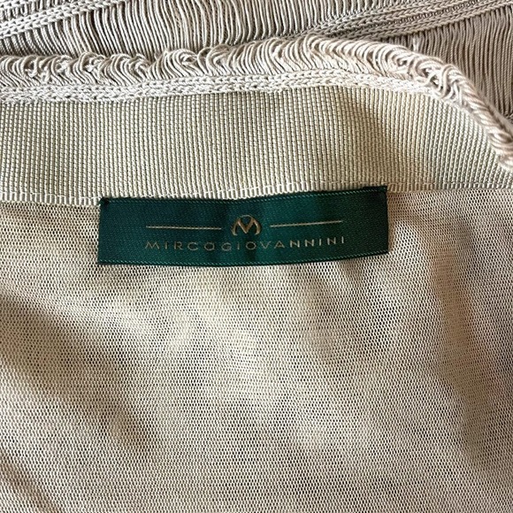 MIRCO GIOVANNINI Skirt Womens 2 Tan Hand Loomed Fringe Feminine Romantic Mini - Picture 9 of 10